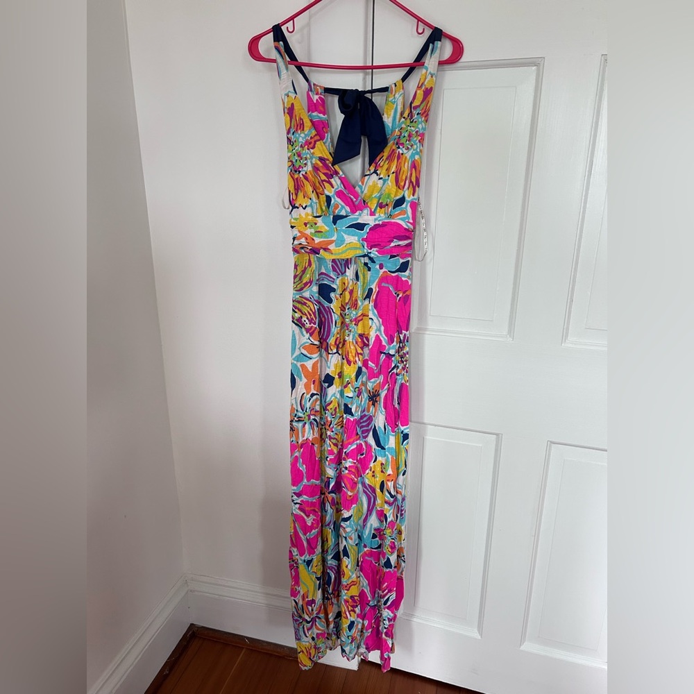 Lilly Pulitzer Amanda Besame Mucho Halter Tie Maxi Dress Size XS